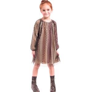 Imoga Rosaline Gold Heart Tulle Long Sleeve Girl’s Formal Dress Size 10 NWT